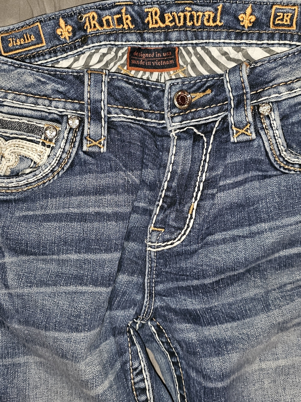 Rock Revival Jeans Women's Denim Bootcut Jiselle Size 28×34 Rhinestone Pockets - Picture 4 of 9